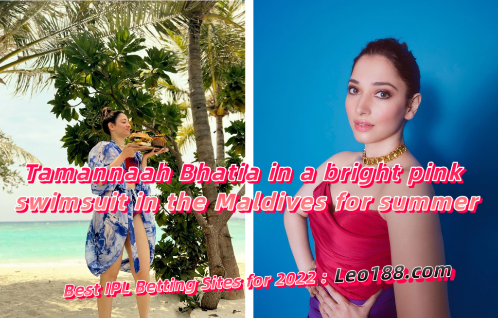 Tamannaah Bhatia in a bright pink swimsuit in the Maldives for summer